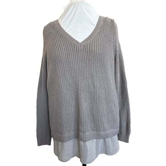 Torrid Sweater Gray Rib with Laced Detail in Back Women 1 Medium Cotton Blend - Picture 2 of 8